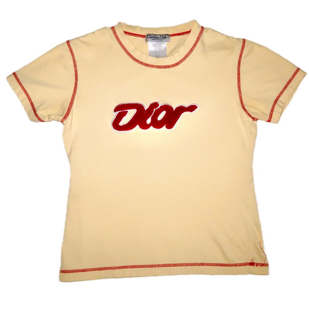Vintage Yellow and red Christian Dior spellout baby tee